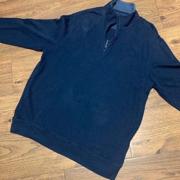 VAN Heusen Sweater Adult XL Blue 1/4 Zip Long Sleeve Cotton Blend Mock Neck - Picture 5 of 17
